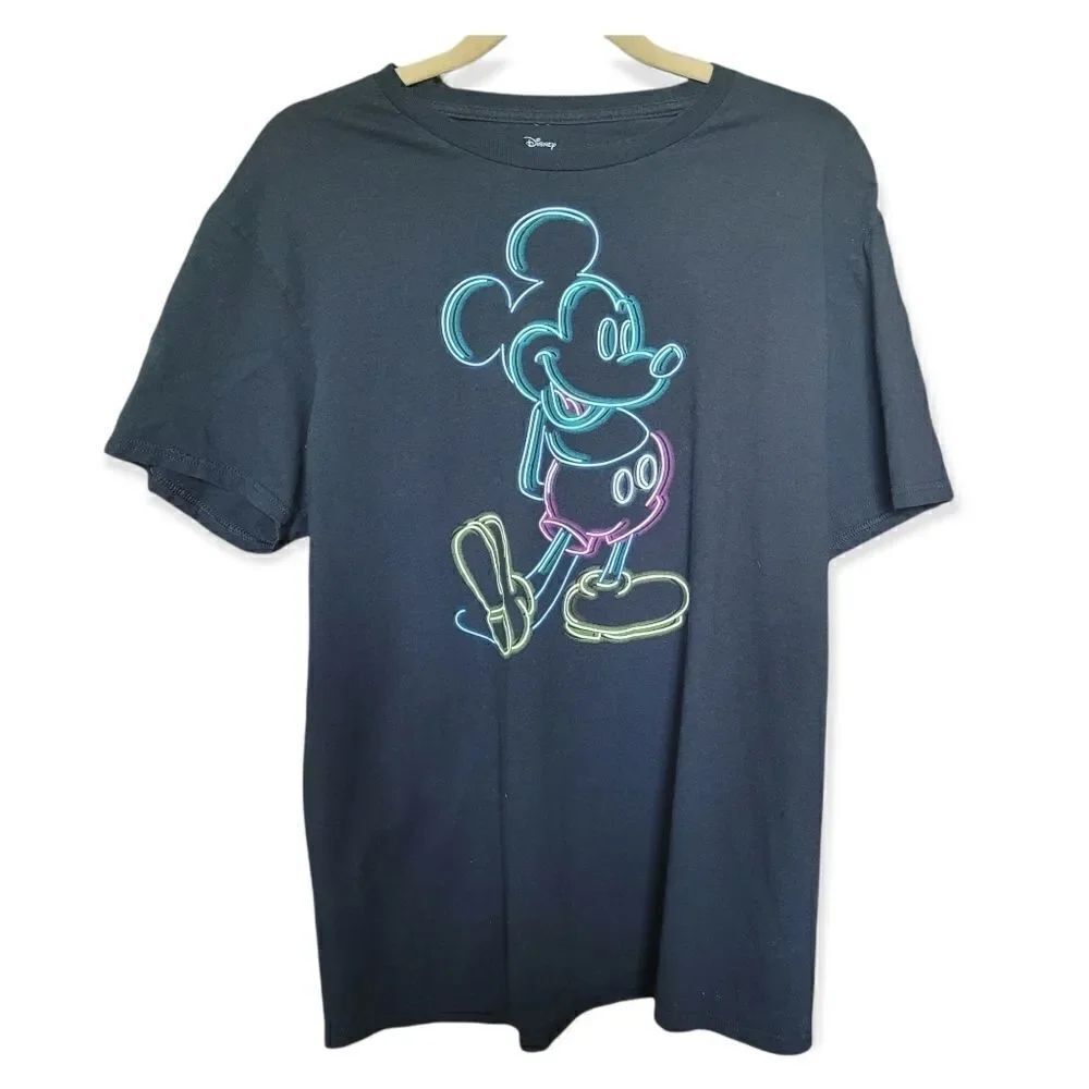 Disney Neon mickey outline short sleeve shirt